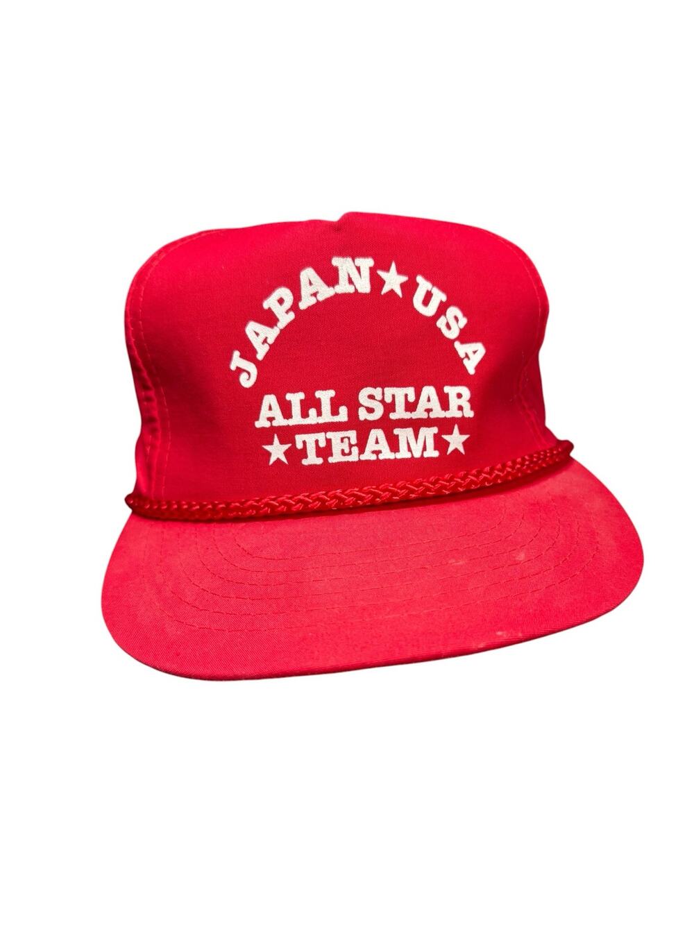 Vintage Red Trucker Hat Japan USA All Star Team